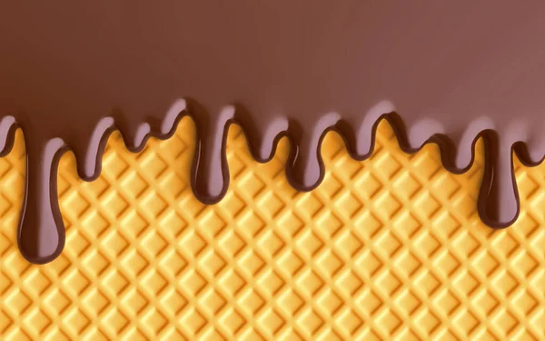巧克力冰淇淋 融化的巧克力和晶片背景 3D渲染 — 图库照片