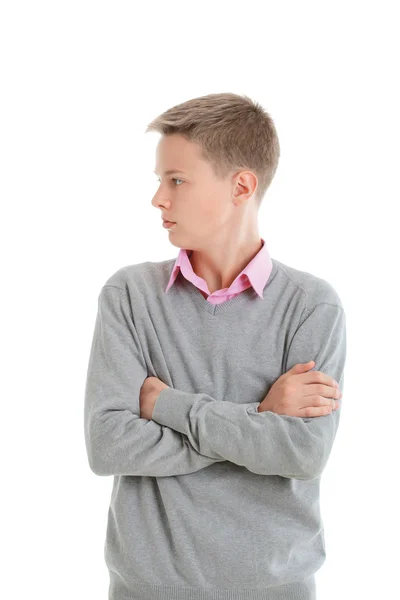 Teenage boy with arms crossed — Stock Photo, Image