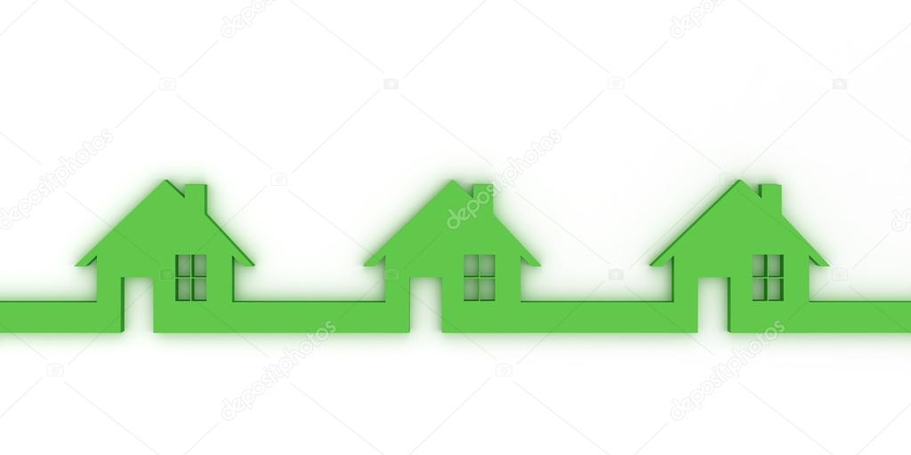 Green houses with clipping path