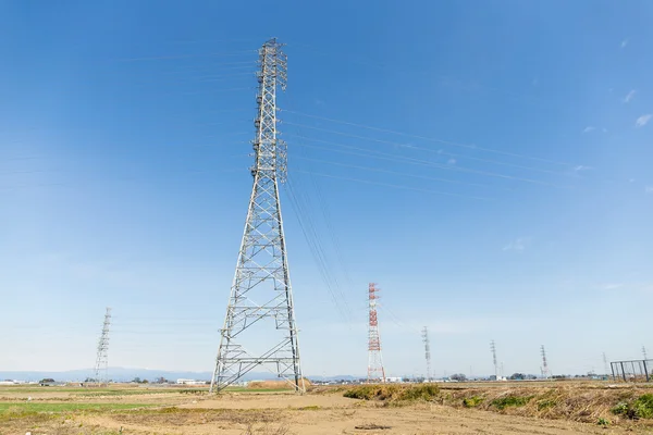 High voltage towers and transmission lines — Stock Photo, Image
