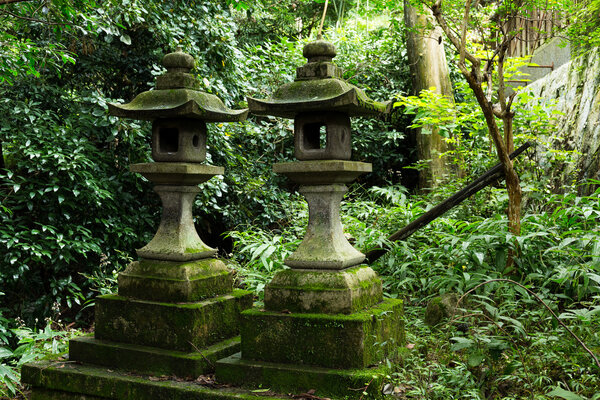 Stone lanterns in japanese temple