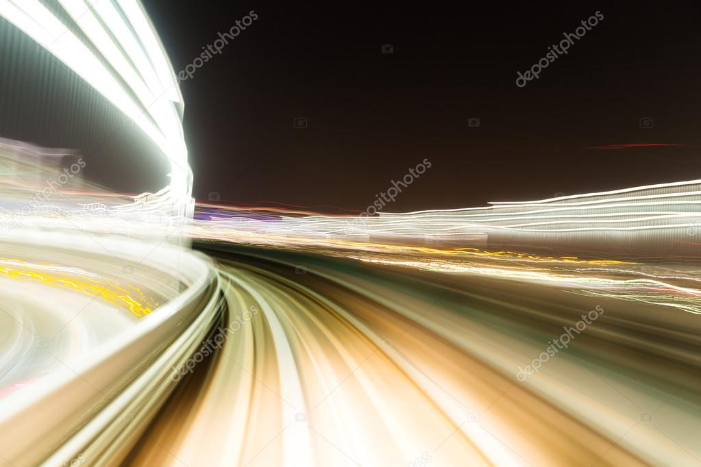 Speedy train passing through the city