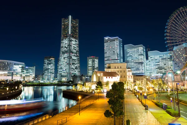 Yokohama manzarası, gece — Stok fotoğraf