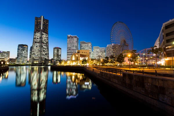 Yokohama skyline la nuit — Photo