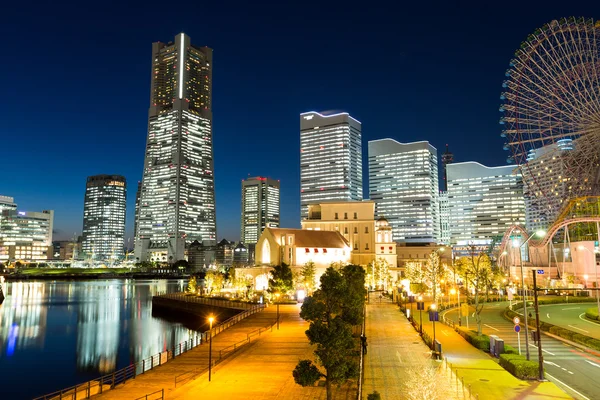 Yokohama skyline la nuit — Photo