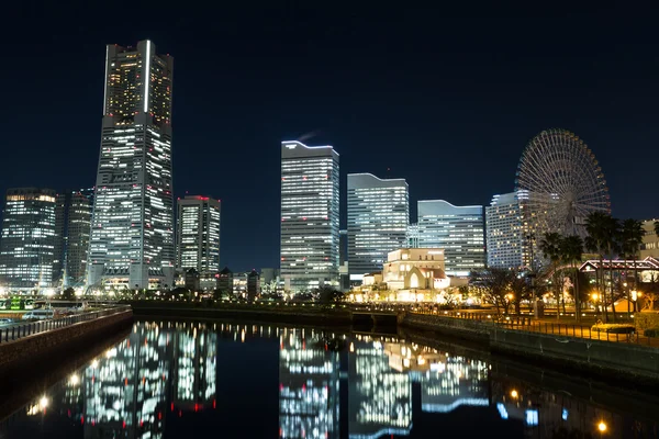 Yokohama manzarası, gece — Stok fotoğraf