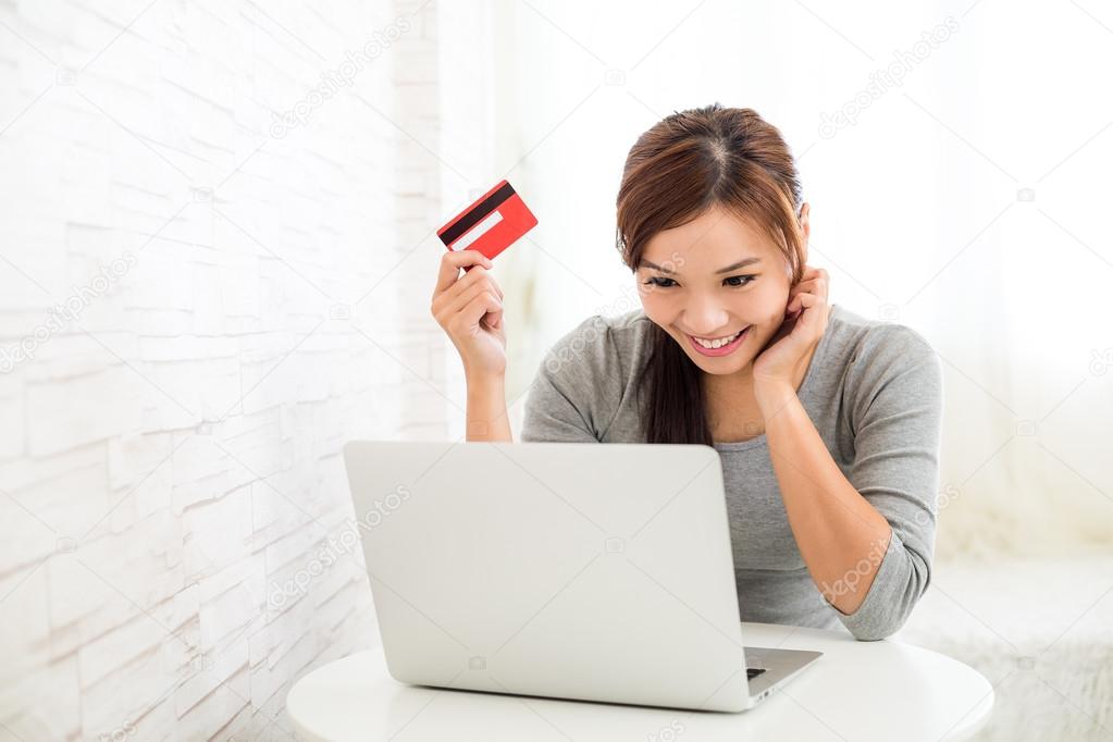 woman enjoying online shopping