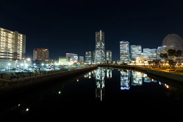 Skyline di Yokohama di notte — Foto Stock