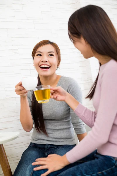 Women chatting to each other and drinking tea — Stock Photo, Image
