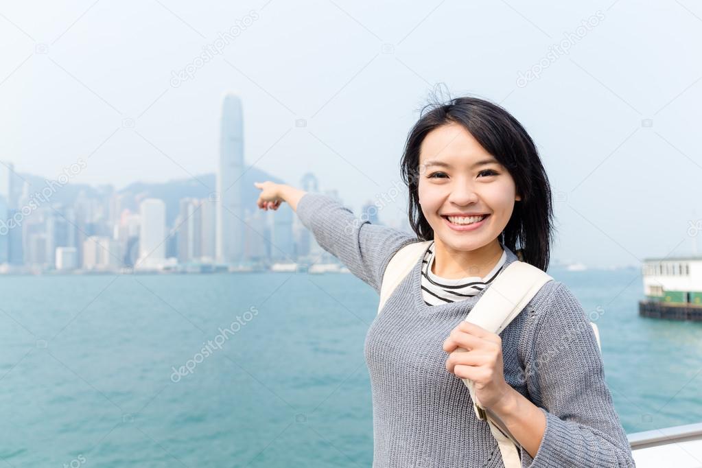 Traveler go for travel in Hong Kong