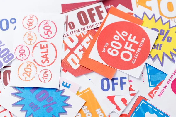 Discount coupons in different colors — Stock Photo, Image