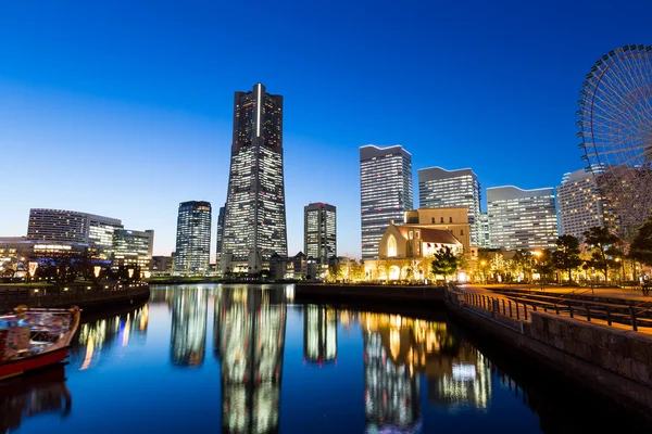 Yokohama skyline la nuit — Photo