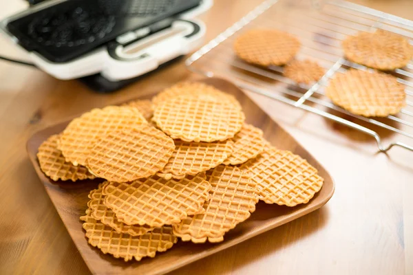 Crispy homemade Pizzelle cookies — Stock Photo, Image