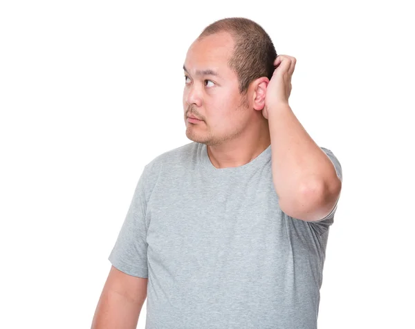 Hombre asiático en camiseta gris — Foto de Stock