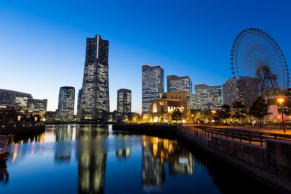 Yokohama skyline por la noche — Foto de Stock