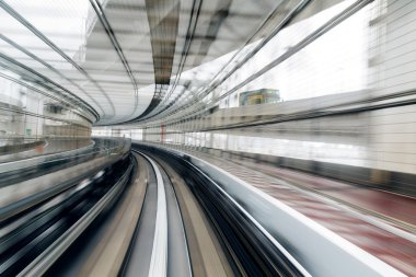 train moving fast inside tunnel clipart