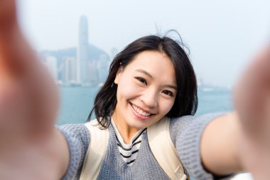 Hong Kong selfie alarak kadın turist