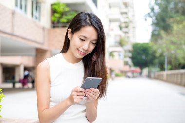 akıllı telefon, açık kullanan kadın 