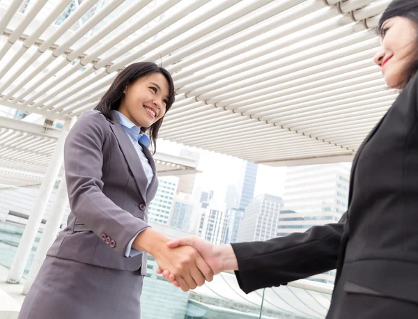 Two asian businesswomen shaking hands — Stock Photo, Image