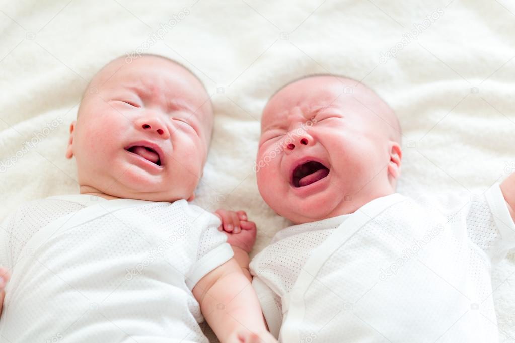 Twin babies crying  