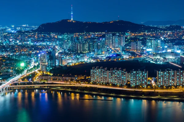 Seul cidade à noite — Fotografia de Stock