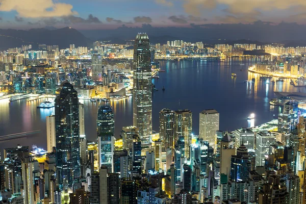 Hong kong ciudad por la noche — Foto de Stock