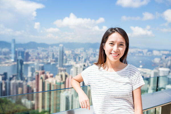 Asian young woman travelling in Hong Kong