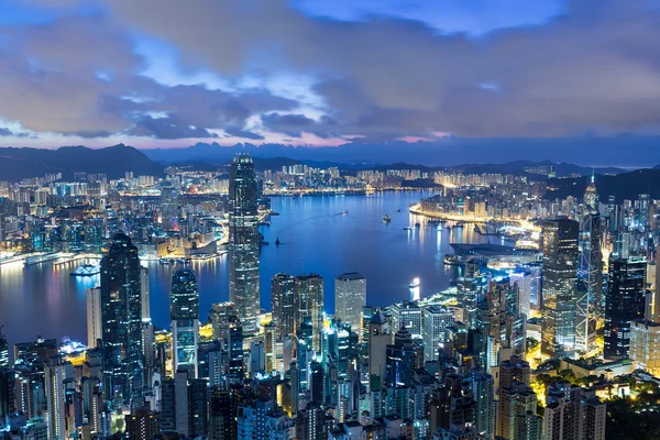 Hong kong ciudad por la noche — Foto de Stock