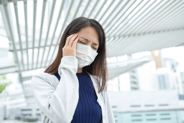 Asian woman feeling headache — Stock Photo, Image