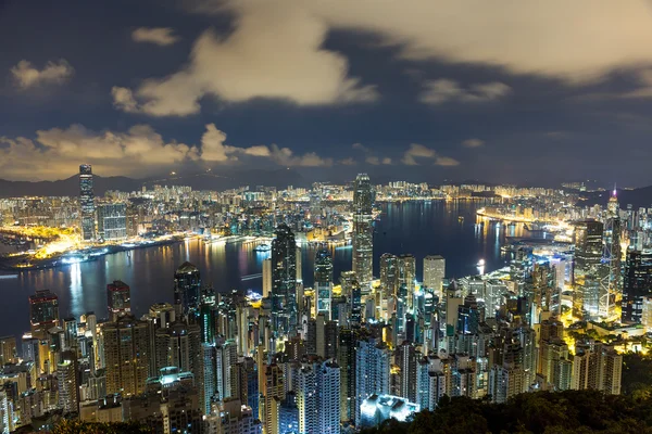 Χονγκ Κονγκ πόλη τη νύχτα — Φωτογραφία Αρχείου