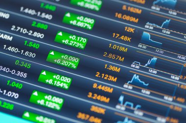 Tablet bilgisayar ekranında borsa