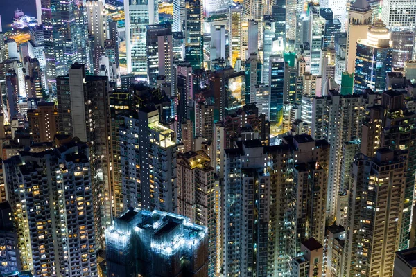 Hong kong v noci panoráma — Stock fotografie