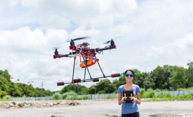 kadın kontrol dron quadcopter 
