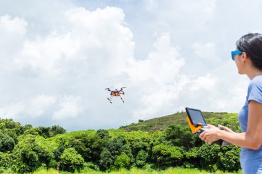 kadın kontrol dron quadcopter 