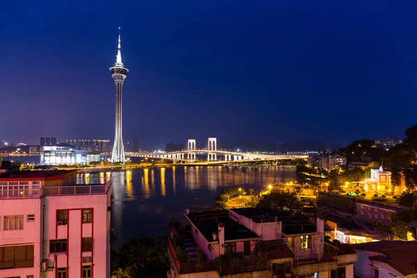 Panoráma města Macao v noci — Stock fotografie