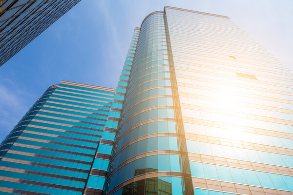 Office buildings with glass walls