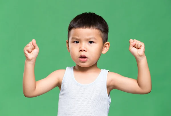 Asian little boy raising up hands — Stock Photo, Image