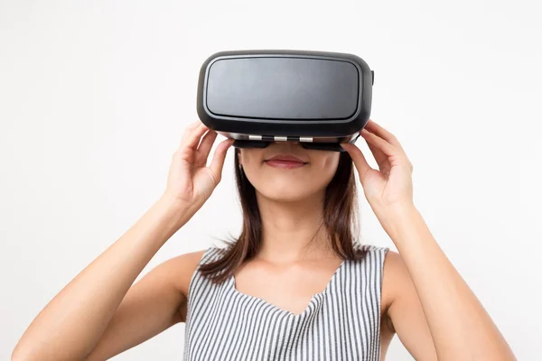 Woman looking though VR — Stock Photo, Image