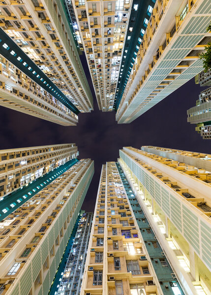 Residential buildings to the sky at night