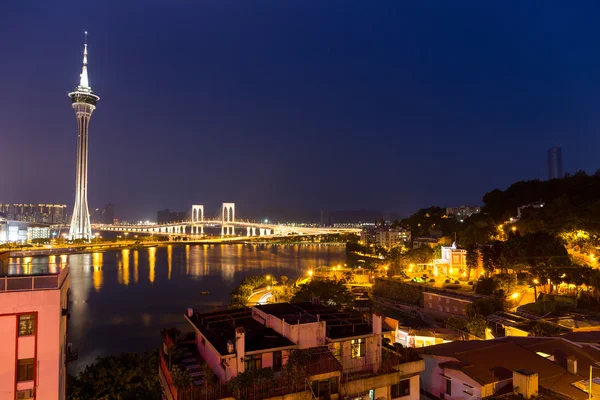 Linha do horizonte de Macau à noite — Fotografia de Stock