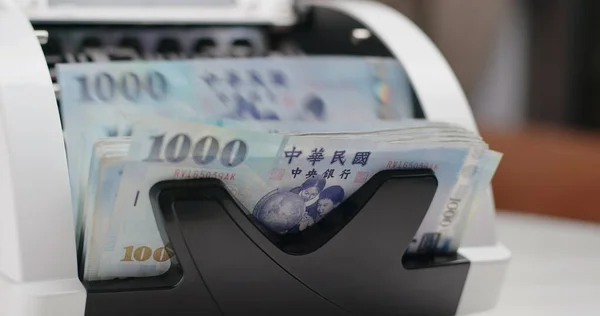 Máquina Contador Dinheiro Contando Novo Dólar Taiwan — Fotografia de Stock