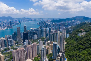 Merkez, Hong Kong 25 Ağustos 2020: Hong Kong şehrinin en iyi manzarası