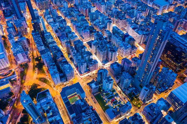 Sham Shui Hongkong Augusti 2020 Ovanifrån Hongkong Stad Natten — Stockfoto