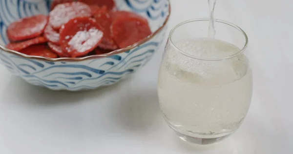 Droog Varkensvlees Kom Varkensvlees Frisdrank — Stockfoto