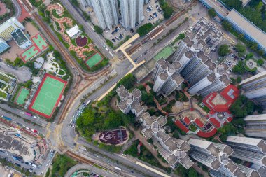 Tuen Mun, Hong Kong - 26 Eylül 2020: Hong Kong şehrinin en iyi manzarası