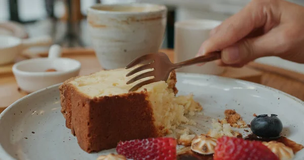 Gâteau Avec Café Chaud Café — Photo