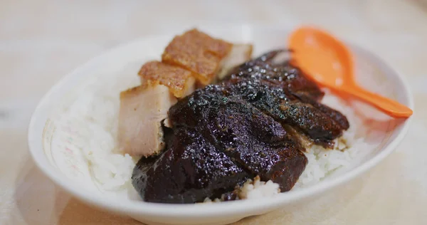Гонконгская Кухня Жареная Свинина Гусиный Рис — стоковое фото