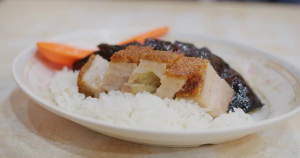 Hong Konag Mutfağı Kızarmış Domuz Eti Kaz Pirinci — Stok fotoğraf