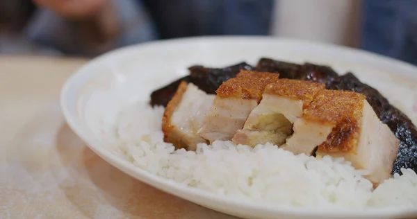 Hong Konag Keuken Geroosterd Varkensvlees Ganzenrijst — Stockfoto