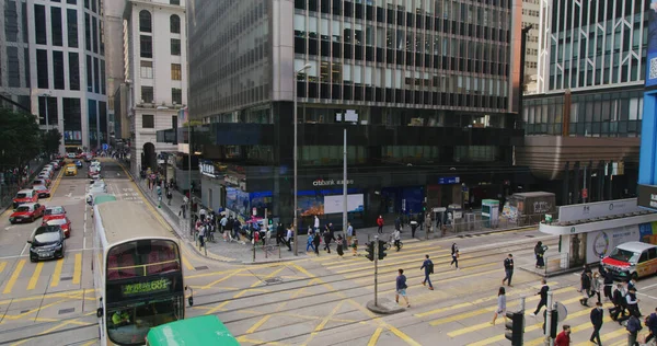 Central Hongkong Januar 2021 Menschen Überqueren Die Straße Der Stadt — Stockfoto